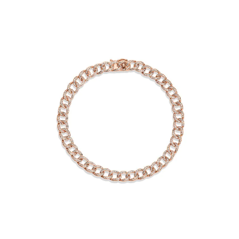 18kt Rose Gold 1.00ctw Diamond Chain Link Bracelet