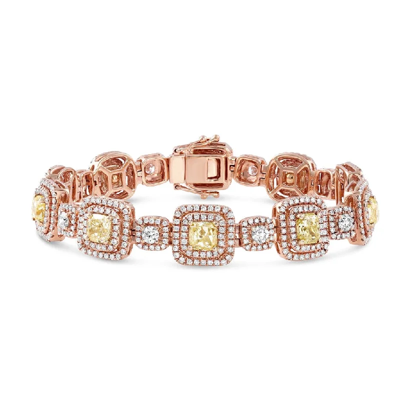 18kt Rose Gold Fancy Yellow Diamond Bracelet, GIA Certified