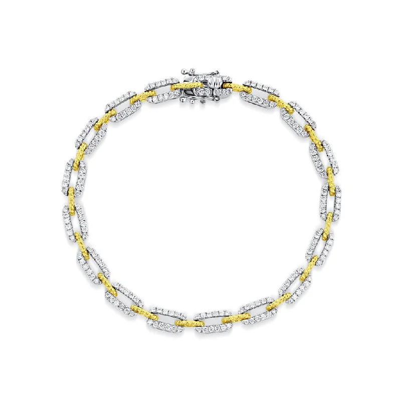 18kt White and Yellow Gold 1.33ctw Diamond Chain Link Bracelet