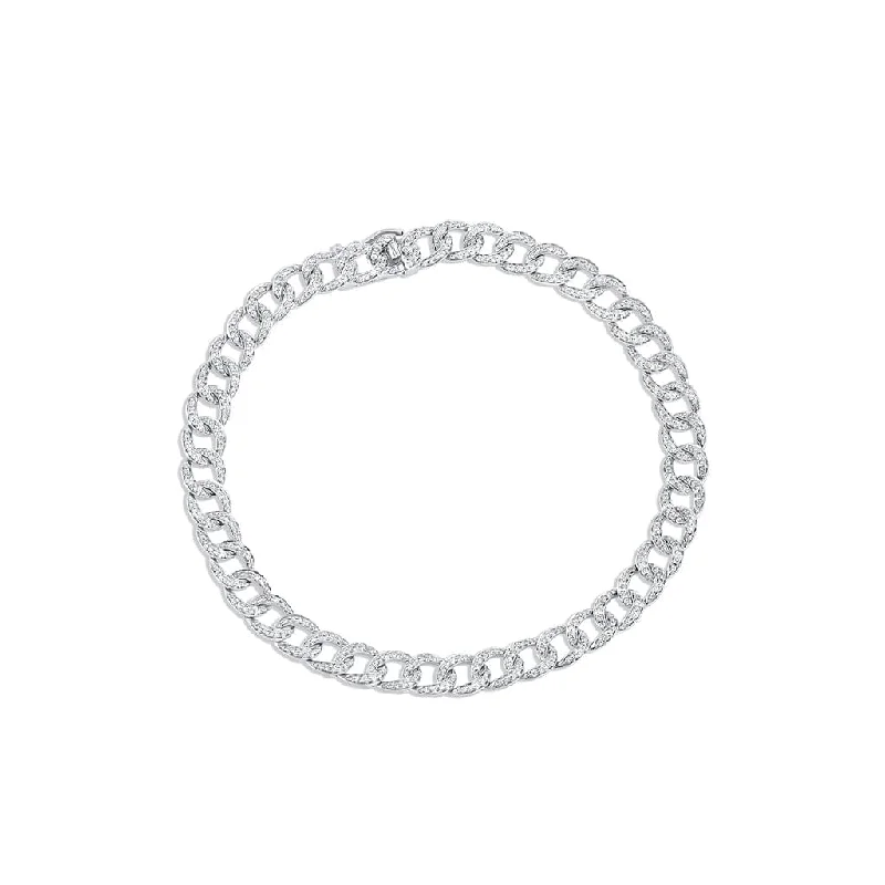 18kt White Gold 1.05ctw Pave Diamond Chain Link Bracelet