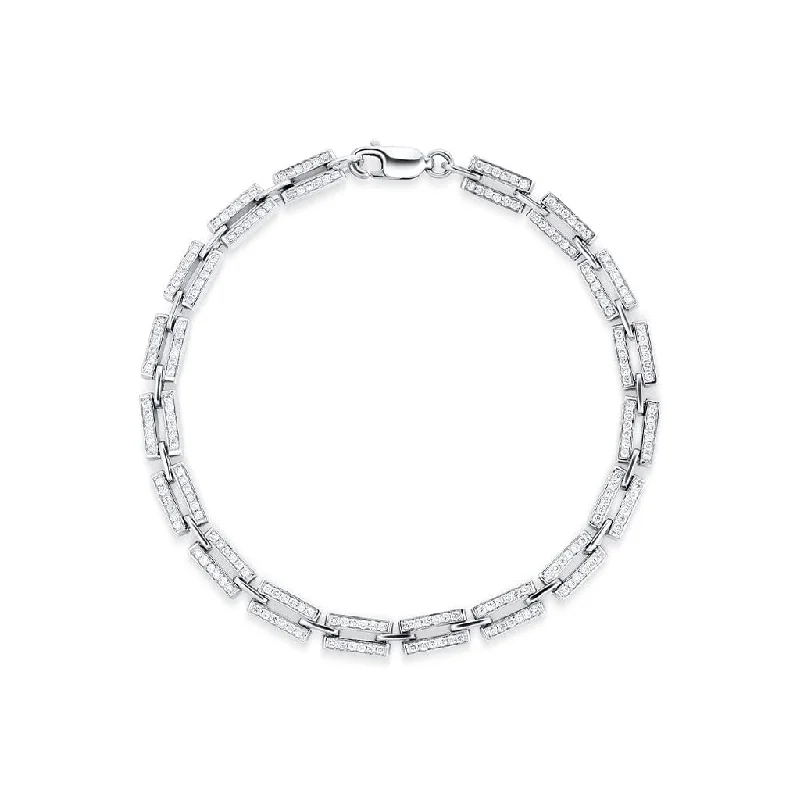 18kt White Gold 1.16ctw Diamond Rectangle Chain Bracelet