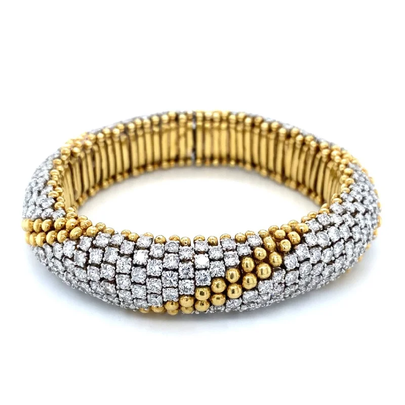 1960s 18KT Yellow Gold Diamond Couscous Bracelet