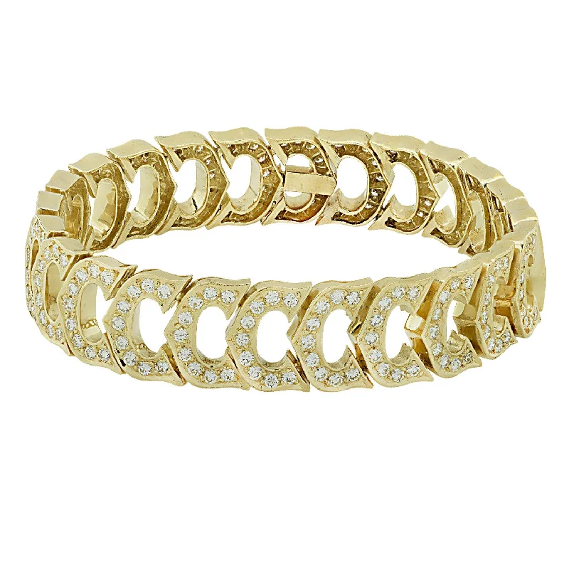 1980s 18KT Yellow Gold Diamond Bracelet