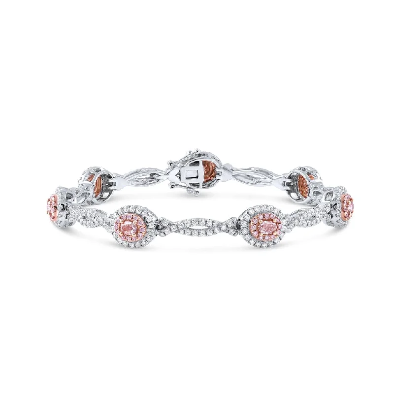 18k White Gold 3.46ctw Pink and White Diamond Bracelet