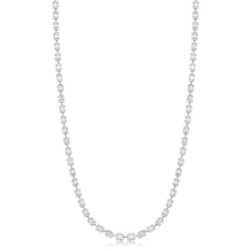 34" Diamond Cluster Necklace