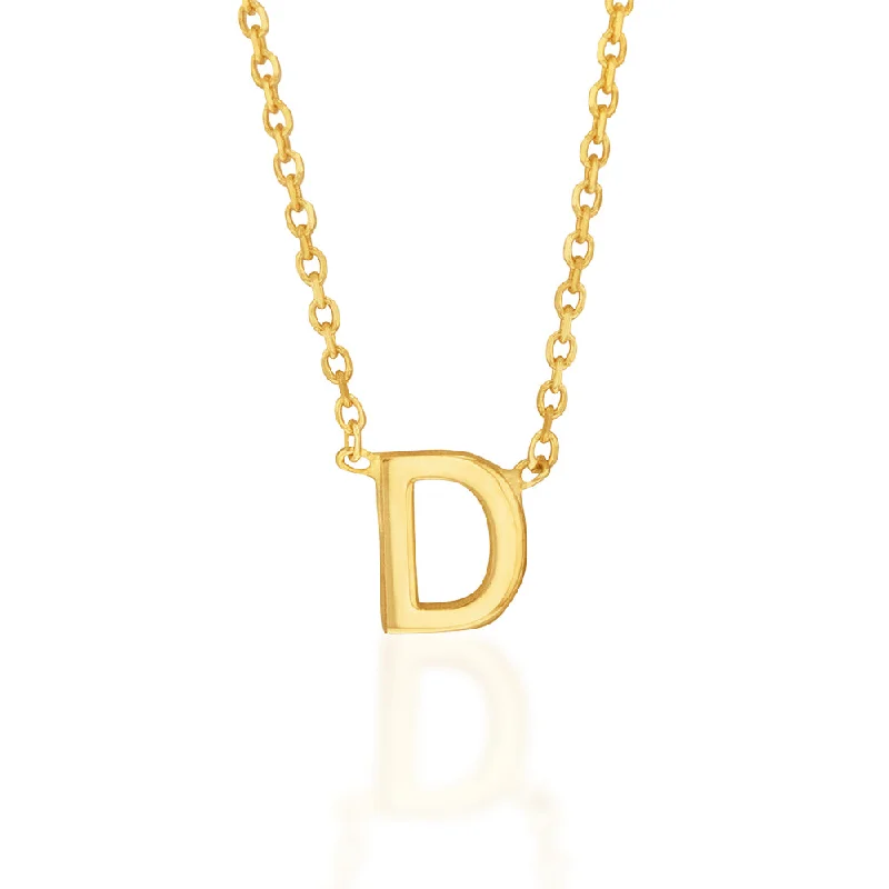 9ct Yellow Gold Initial "D" Pendant on 43cm Chain