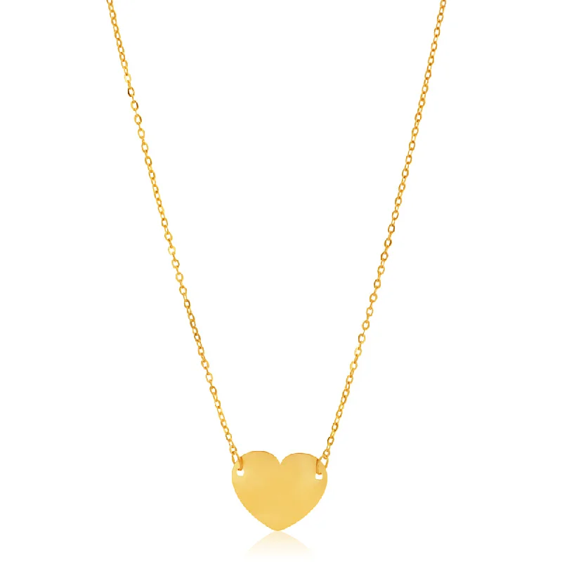 9ct Yellow Gold Plain Heart Disc Pendant on 42cm Chain