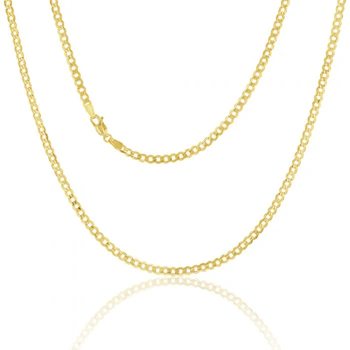 9ct Yellow Gold Silverfilled Curb 80 Gauge 55cm Chain