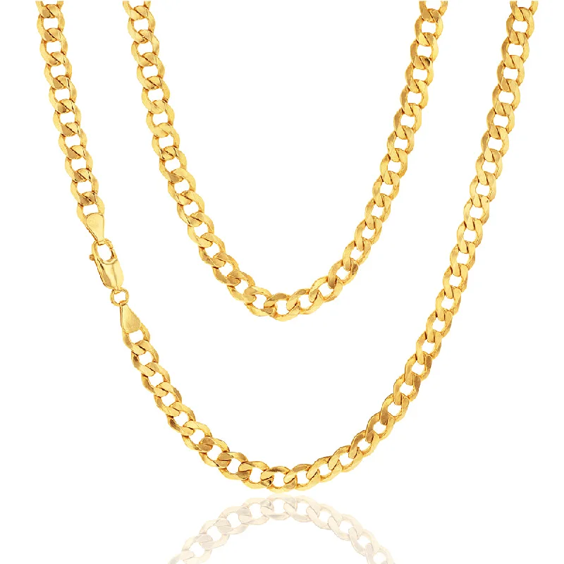 9ct Yellow Gold Silverfilled Flat curb 160 Gauge 55cm Chain