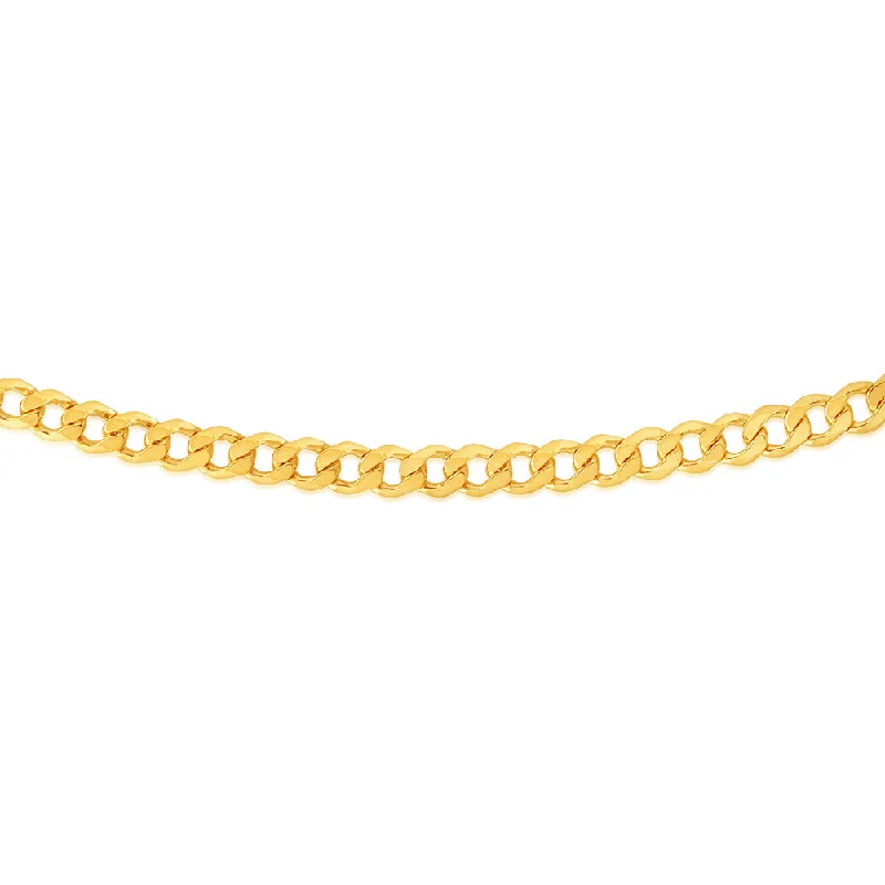 9ct Yellow Gold Silverfilled Flat Curb 200 Gauge 55cm 9SS Chain