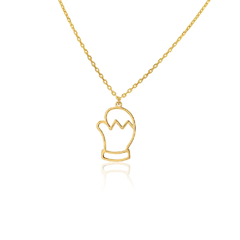 9ct Yellow Gold Xmas Mitten Pendant With Chain 9Y