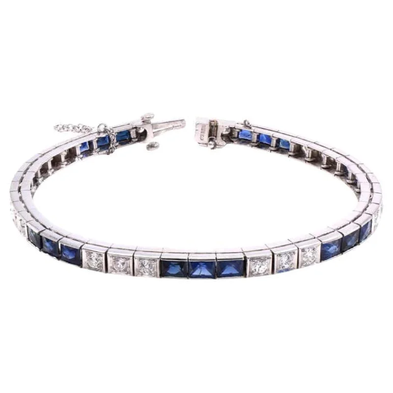 Art Deco Platinum Diamond & Sapphire Bracelet