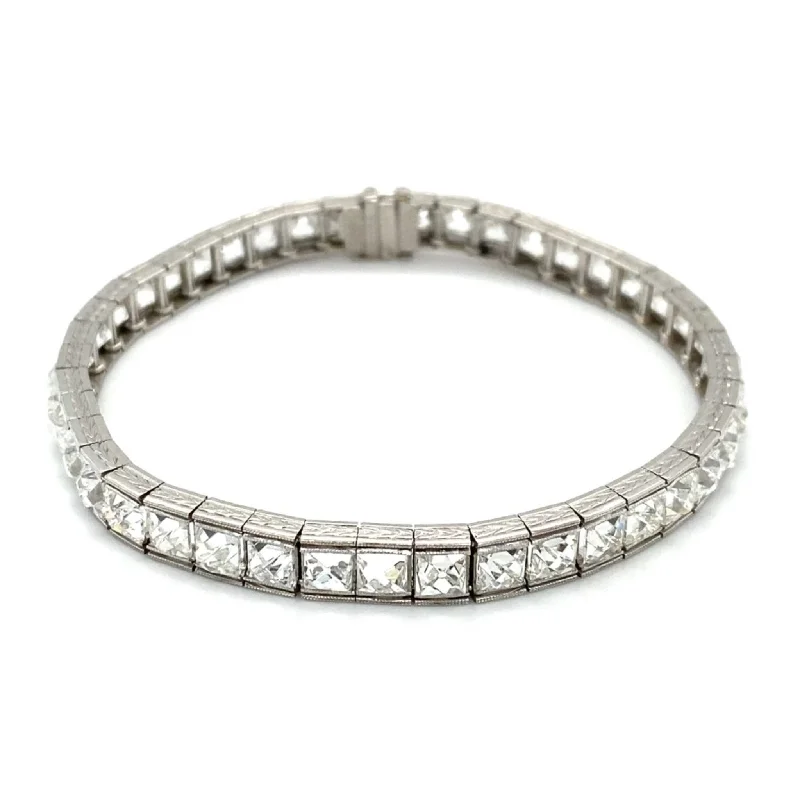 Art Deco Platinum French cut  Diamond Bracelet