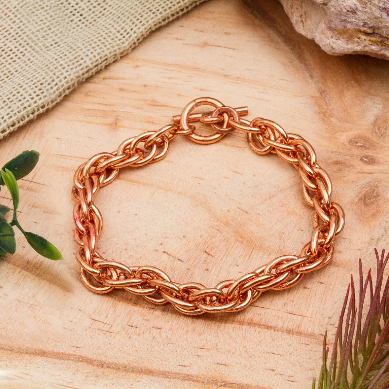 Bright Connection Handcrafted Copper Rope Chain Bracelet from Mexico