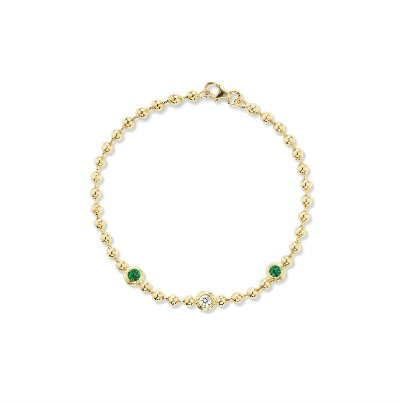 Double Bubble Bezel Diamond & Emerald Bracelet