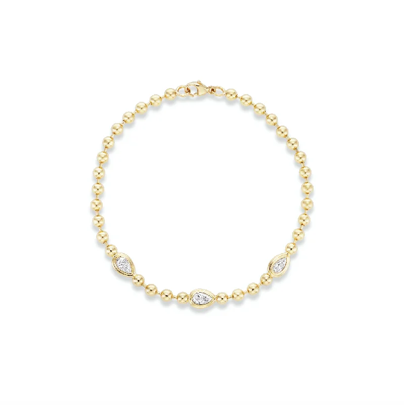 Double Bubble Bezel Diamond Pear Bracelet