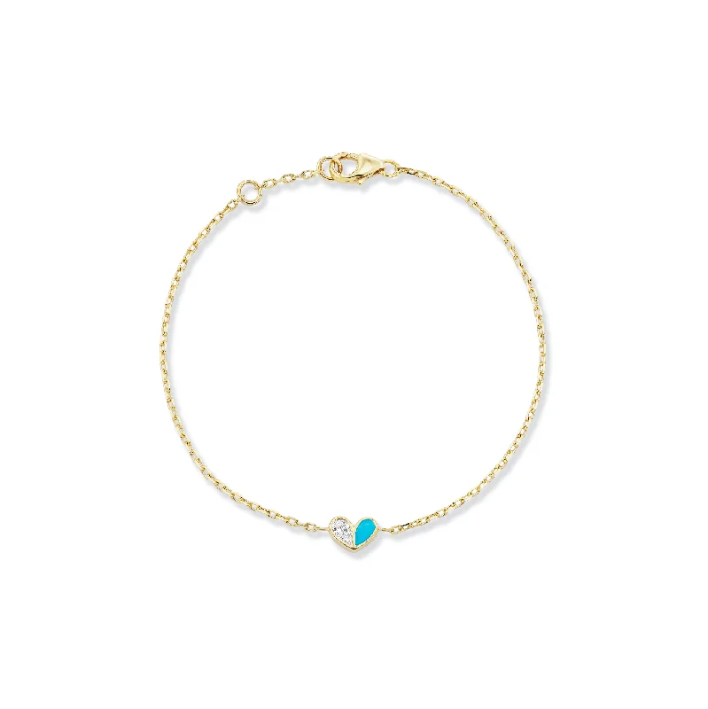 Mini Sweetheart Bracelet Diamond & Turquoise