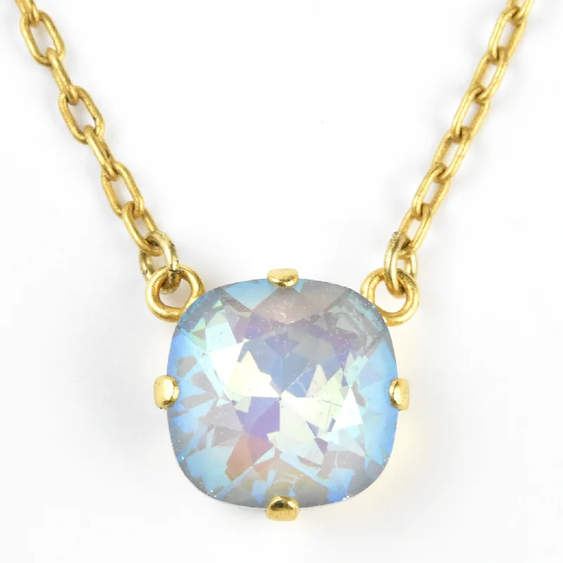 Crystal Solitaire Necklace in Gold Tone