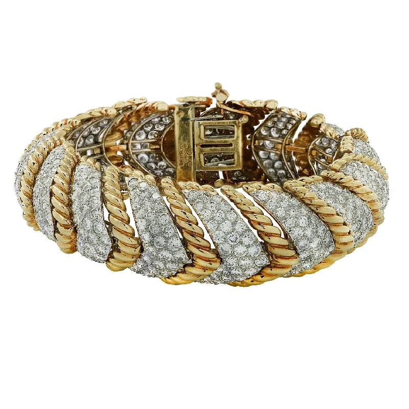 David Webb 1980s Platinum & 18KT Yellow Gold Diamond Bracelet