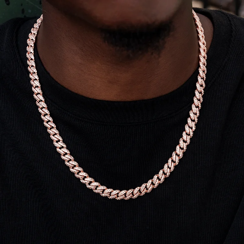 Diamond Cuban Chain in Rose Gold- 8.5mm