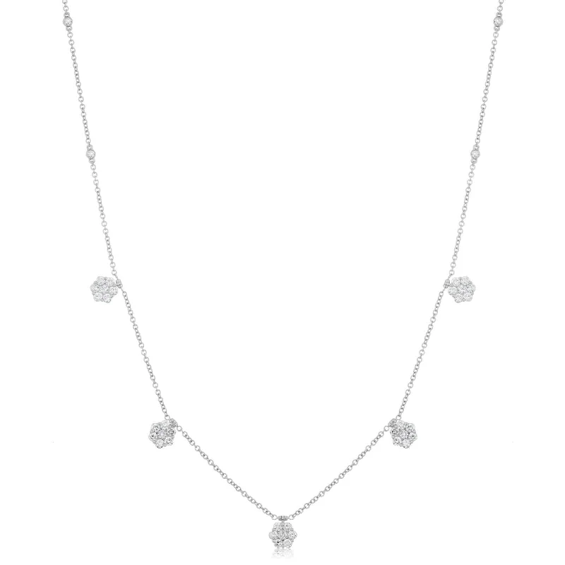 Diamond Flower Station Necklace