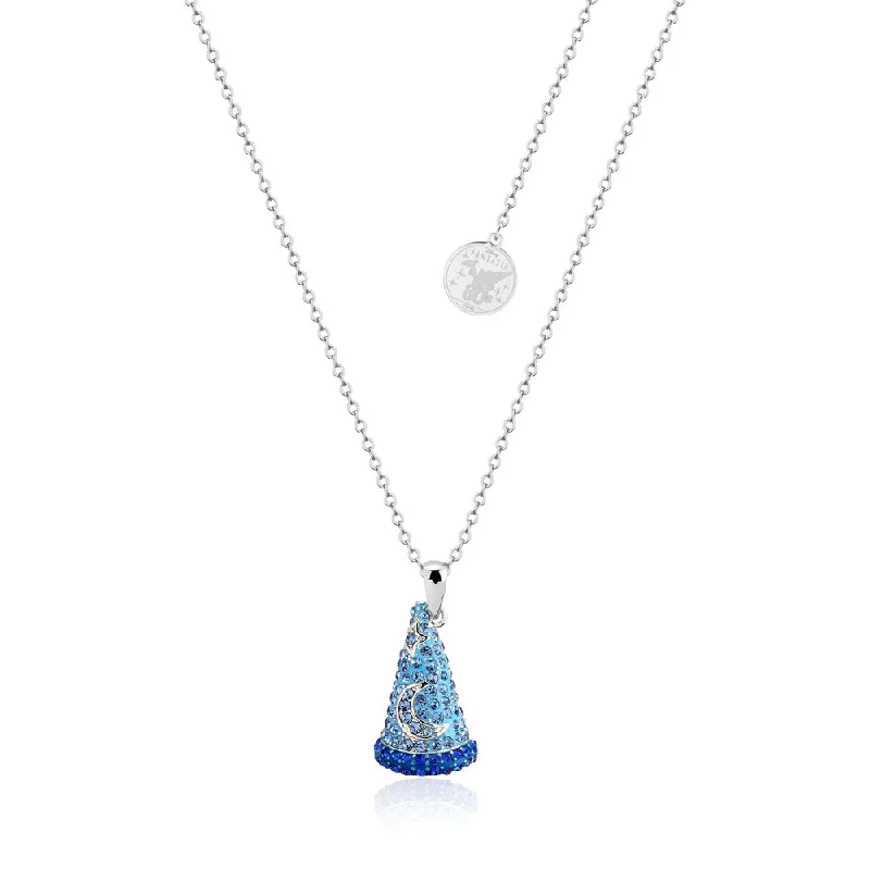 Disney Fantasia White Gold Plated Sorcerer's Hat Pendant on 45+7cm Chain