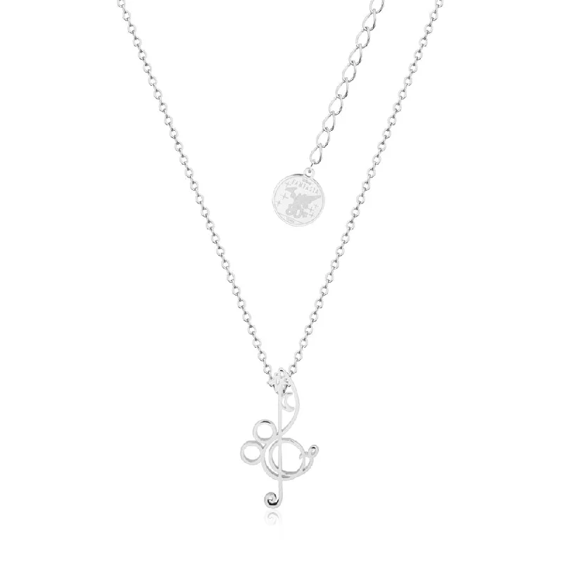 Disney Fantasia White Gold Plated Treble Clef Pendant on 45+7cm Chain