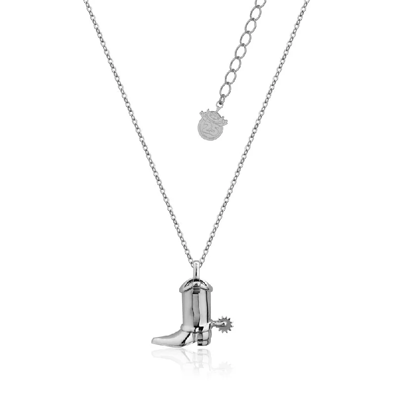 Disney Pixar Toy Story White Gold Plated Woody Boot Pendant On Chain