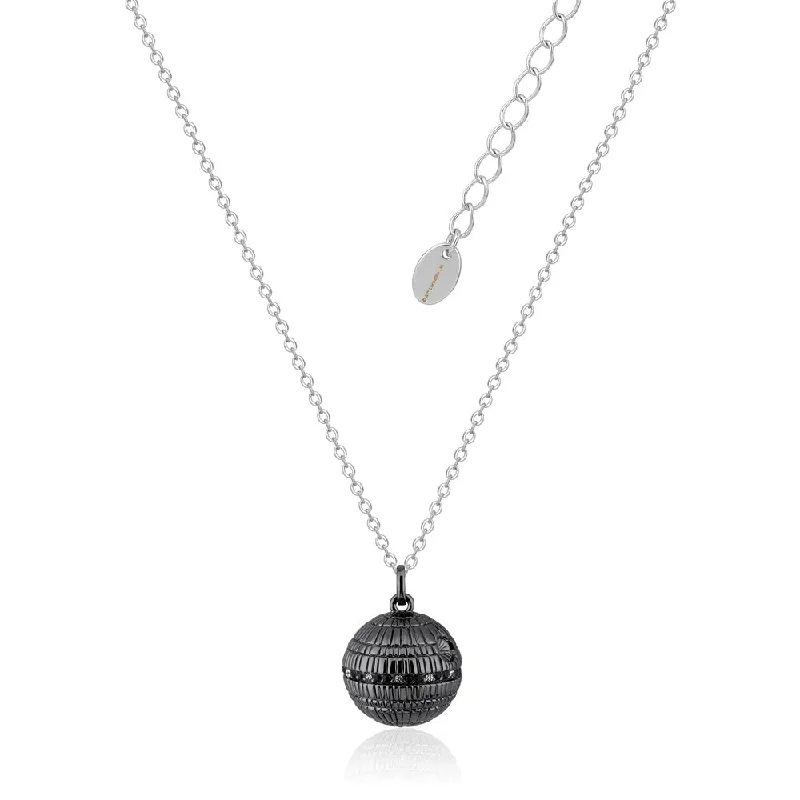 Disney Star Wars White Gold and Gunmetal Plated Death Star Pendant On 45+7cm Chain