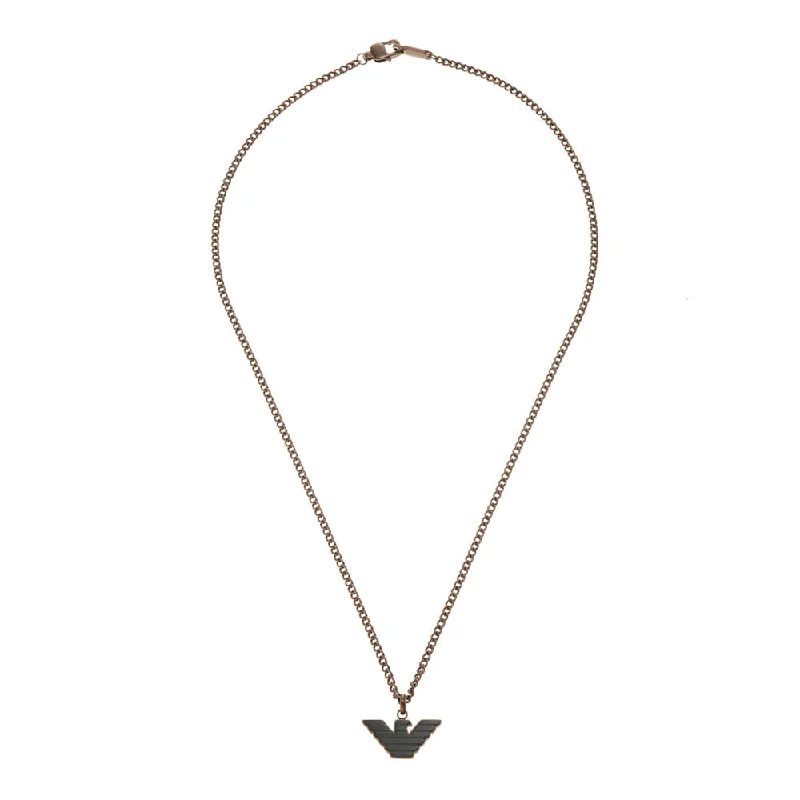 Emporio Armani Stainless Steel Brown And Black Pendant On Chain