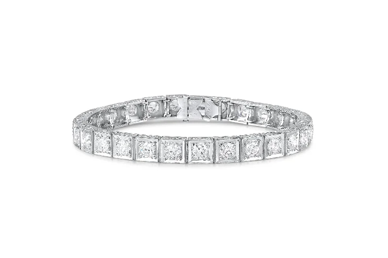 Estate Platinum & Diamond Block Bracelet