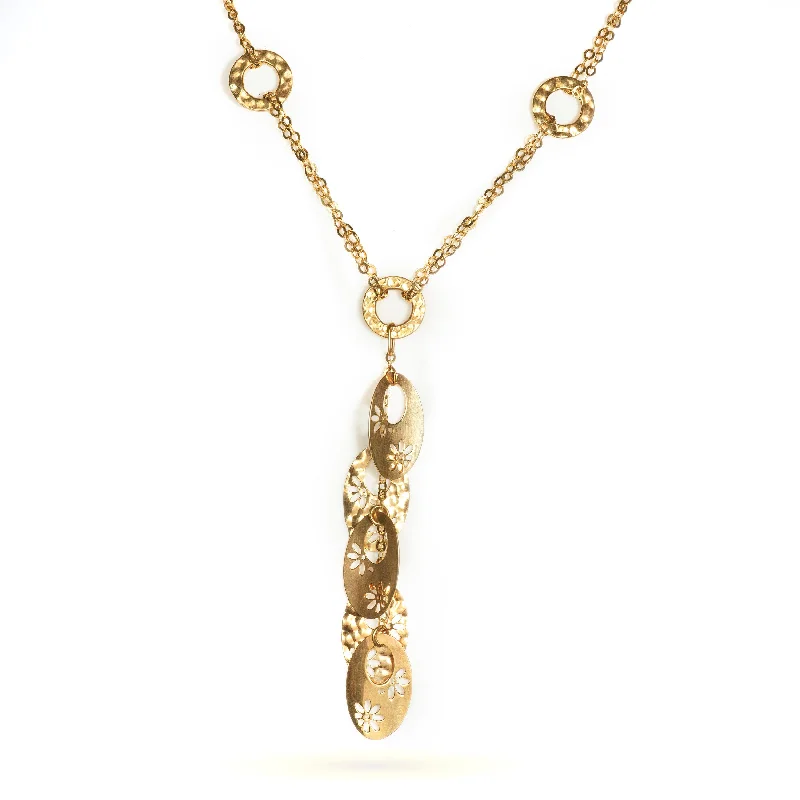 Fashion Y Necklace with Pendant in 14k Yellow Gold