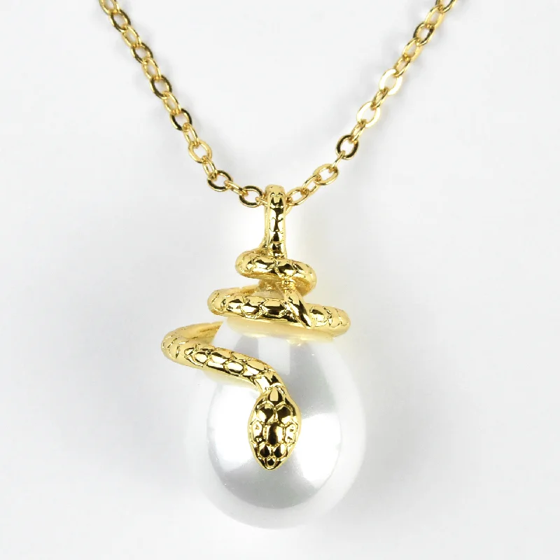 Faux Pearl Serpent Necklace