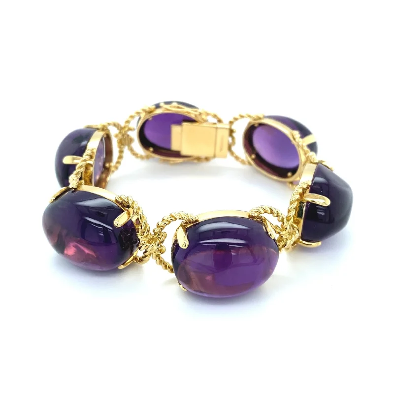 Fulco di Verdura Post-1980s 18KT Yellow Gold Amethyst Bracelet