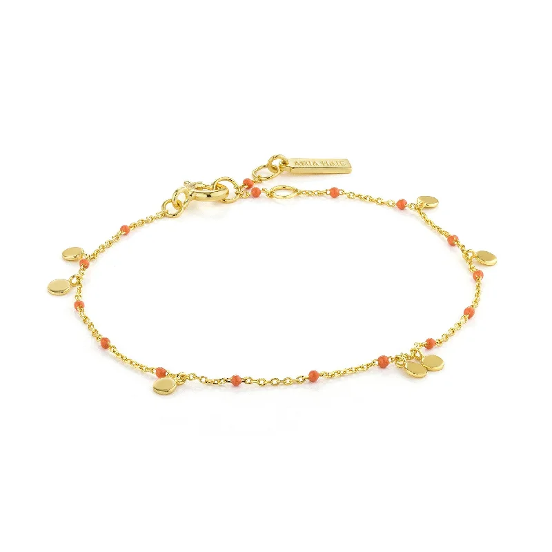 Gold Dotted Drop Discs Bracelet