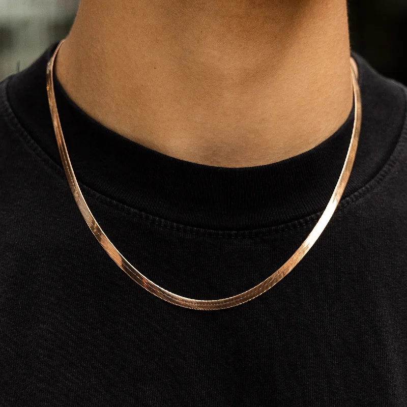 Herringbone Chain in Rose Gold- 4mm