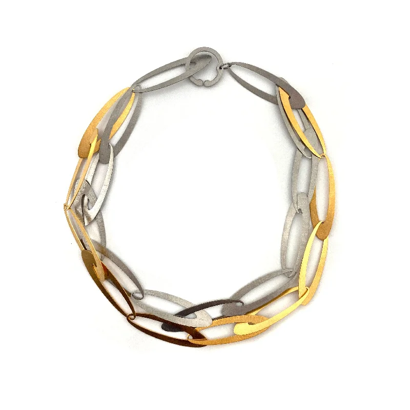 Interlocking Steel and Gold Necklace