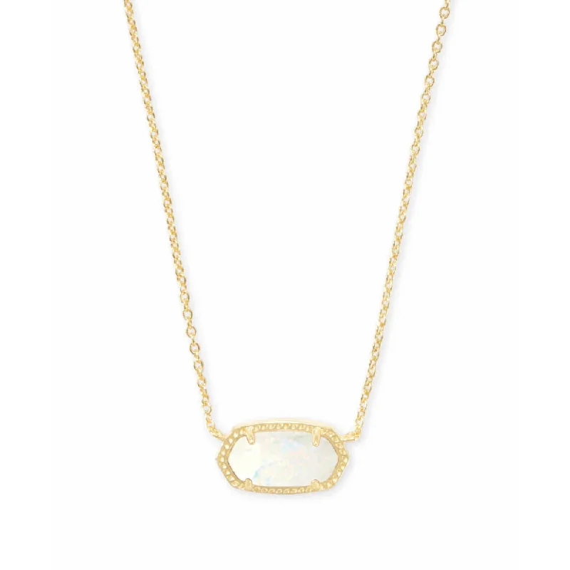 Kendra Scott Elisa Pendant Necklace in White Kyocera Opal