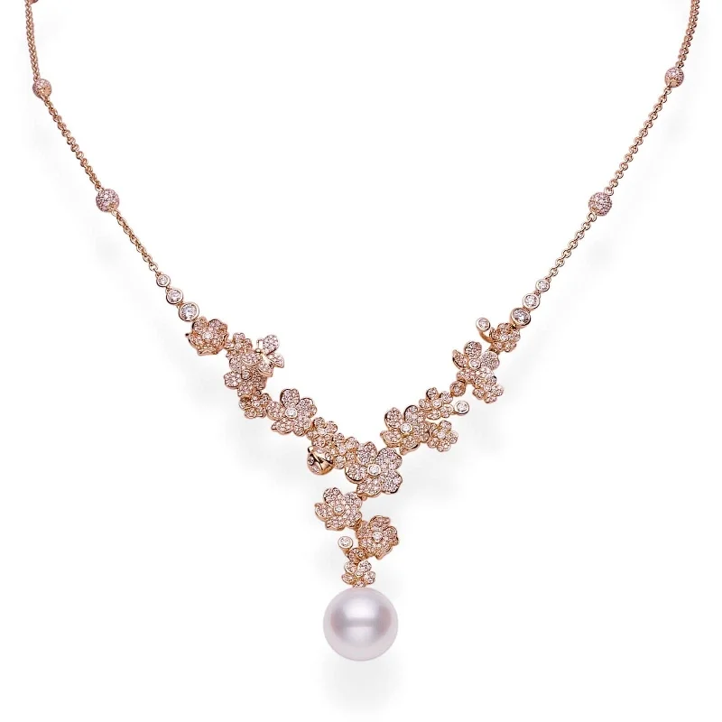 MIKIMOTO Cherry Blossom South Sea Pearl & Diamond Necklace