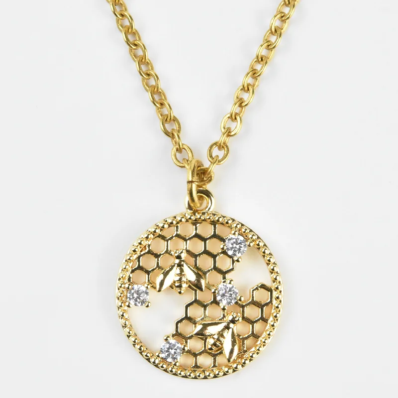 Mini Honeycomb Bee Necklace