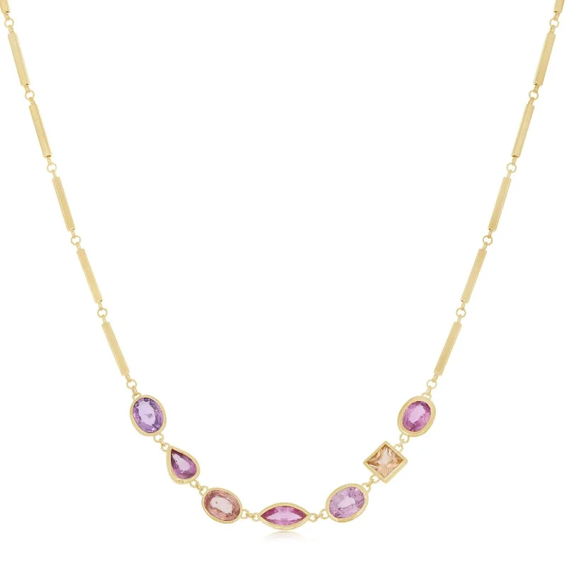 Mixed Shape Pink Sapphire Necklace