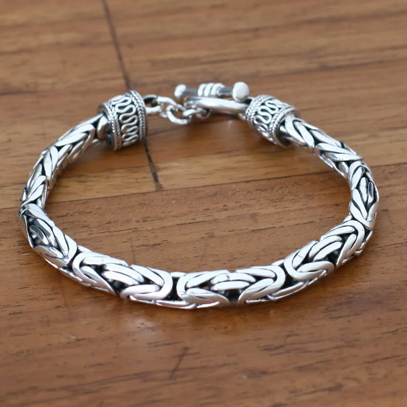 Men's Sterling Silver Dragon Chain Bracelet