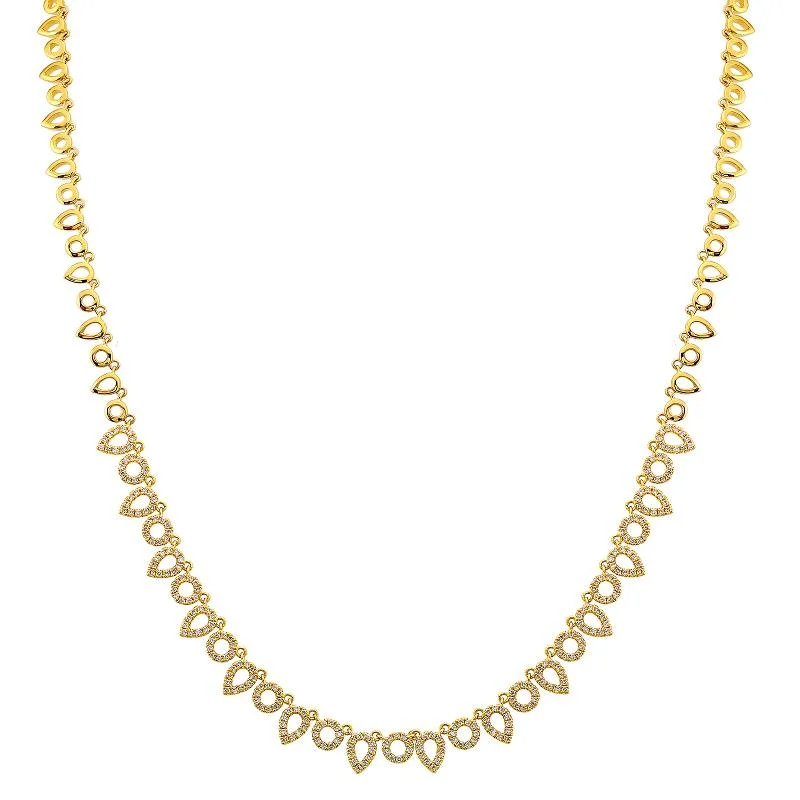 Open Pear & Open Circle Diamond Necklace