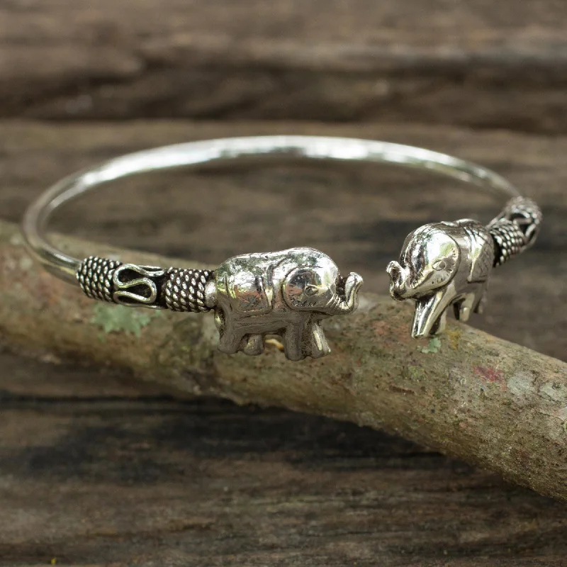 Proud Elephant Sterling Silver Cuff Bracelet