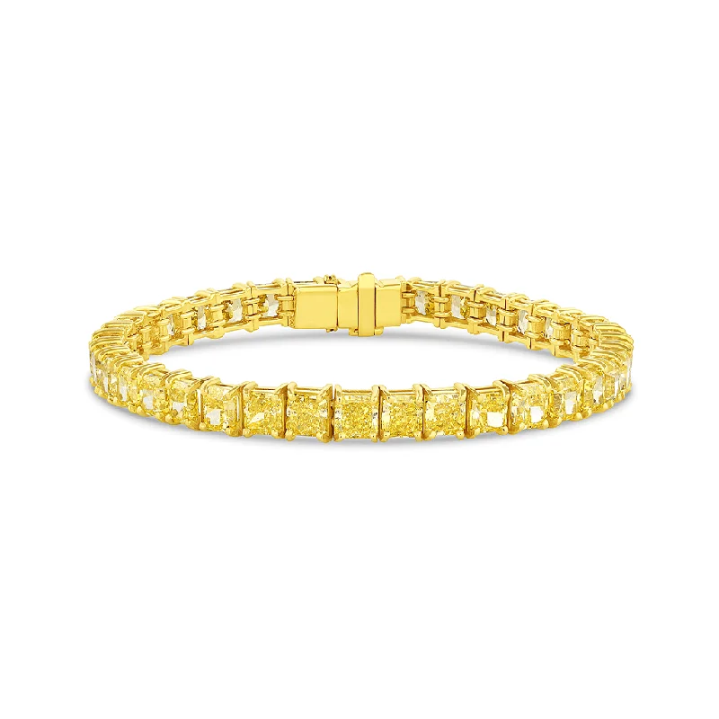 Rivière 18k Yellow Gold 19.07ctw Fancy Vivid Yellow Diamond Bracelet, GIA Certified