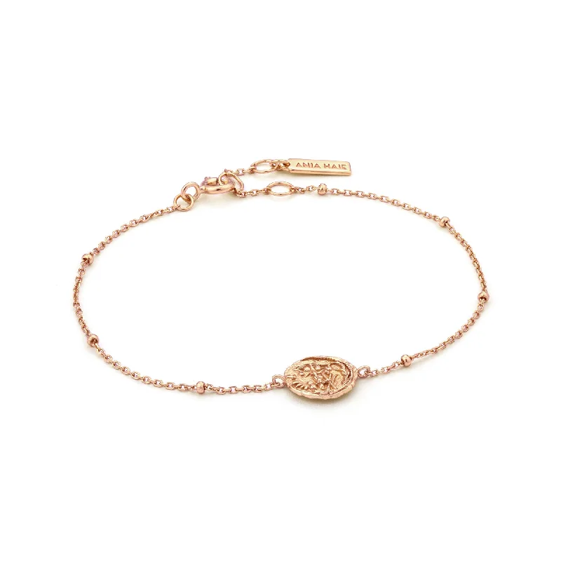 Rose Gold Emblem Beaded Bracelet