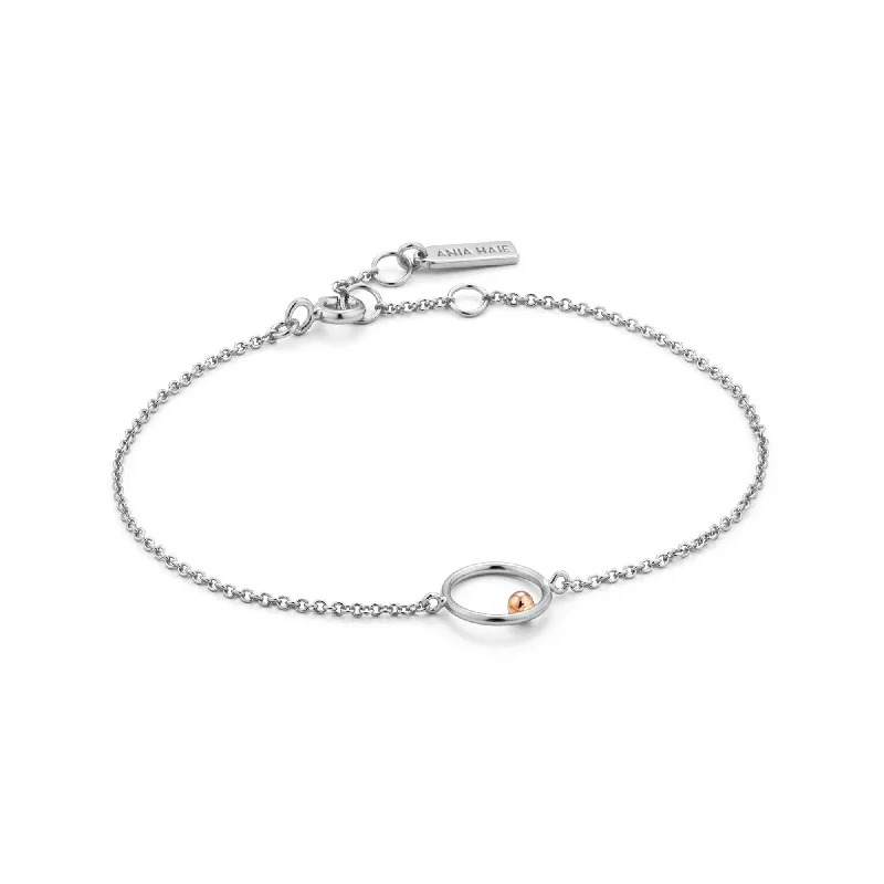 Silver Orbit Chain Circle Bracelet