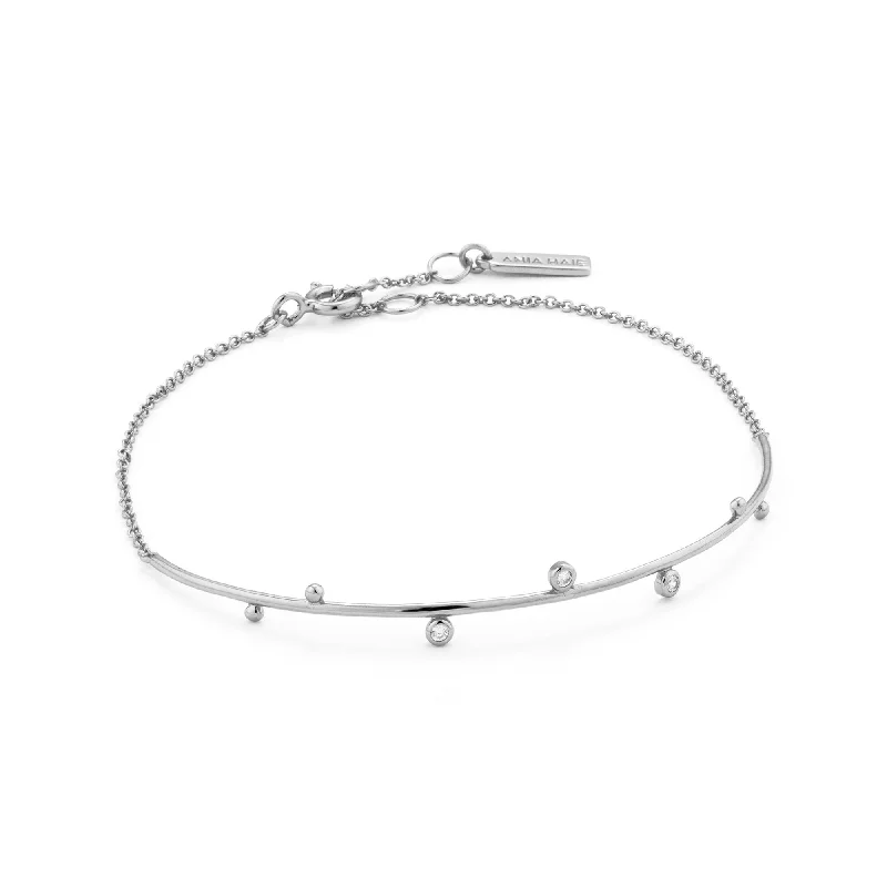 Silver Shimmer Solid Bar Stud Bracelet