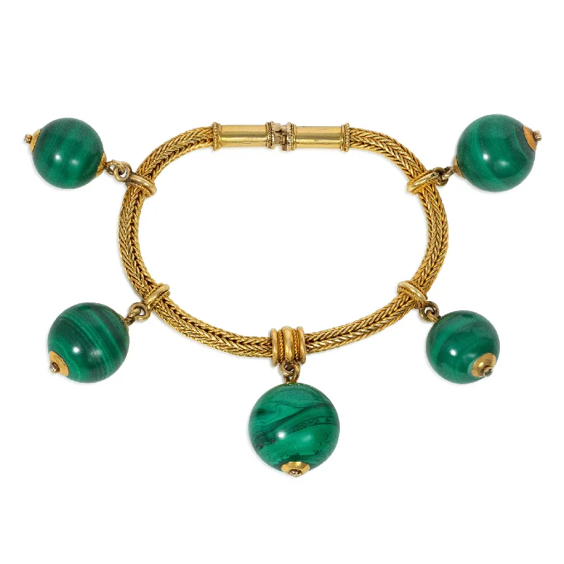 Victorian 18KT Yellow Gold Malachite Bracelet