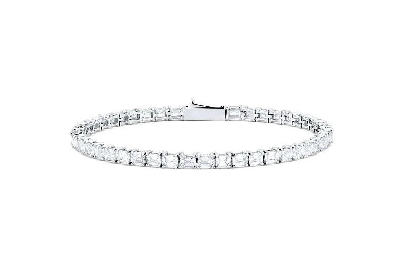 White Gold Emerald Cut Diamond Tennis Bracelet